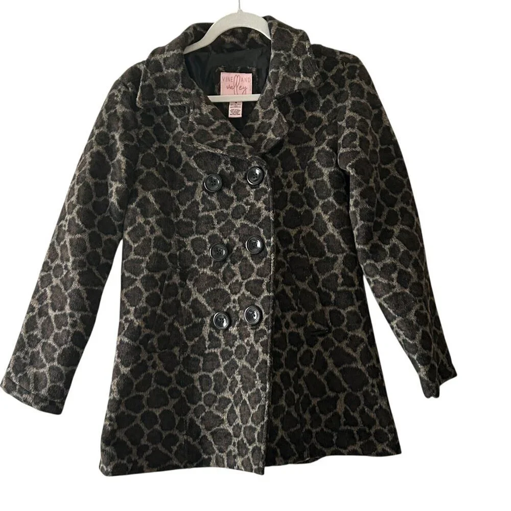 NWOT Vine and Valley Girls Size 16 Leopard Print Pea Coat NEVER WORN